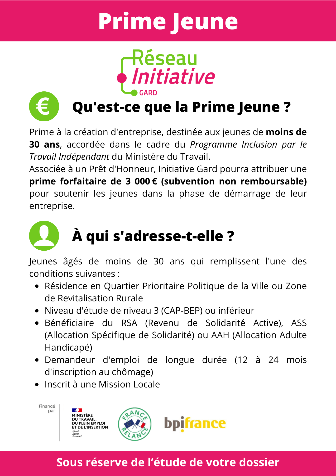 Prime Jeune Initiative Gard, membre d'INITIATIVE FRANCE, 1er réseau