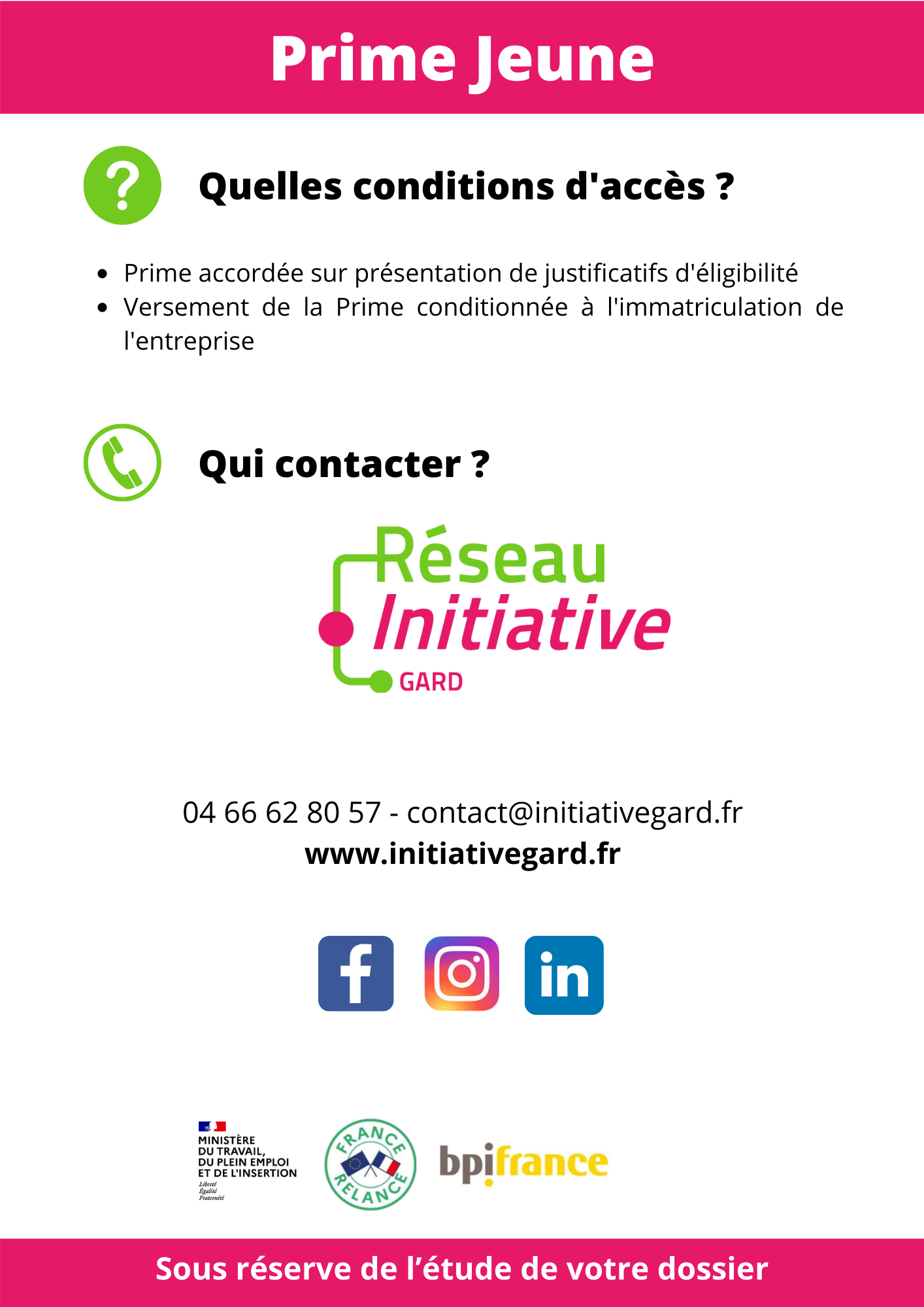 Prime Jeune Initiative Gard, membre d'INITIATIVE FRANCE, 1er réseau